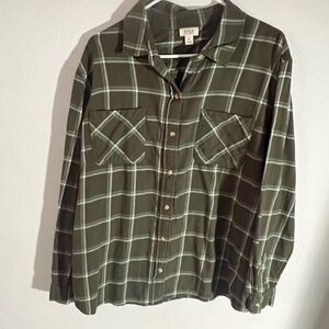 Green Plaid Button-Up Shirt